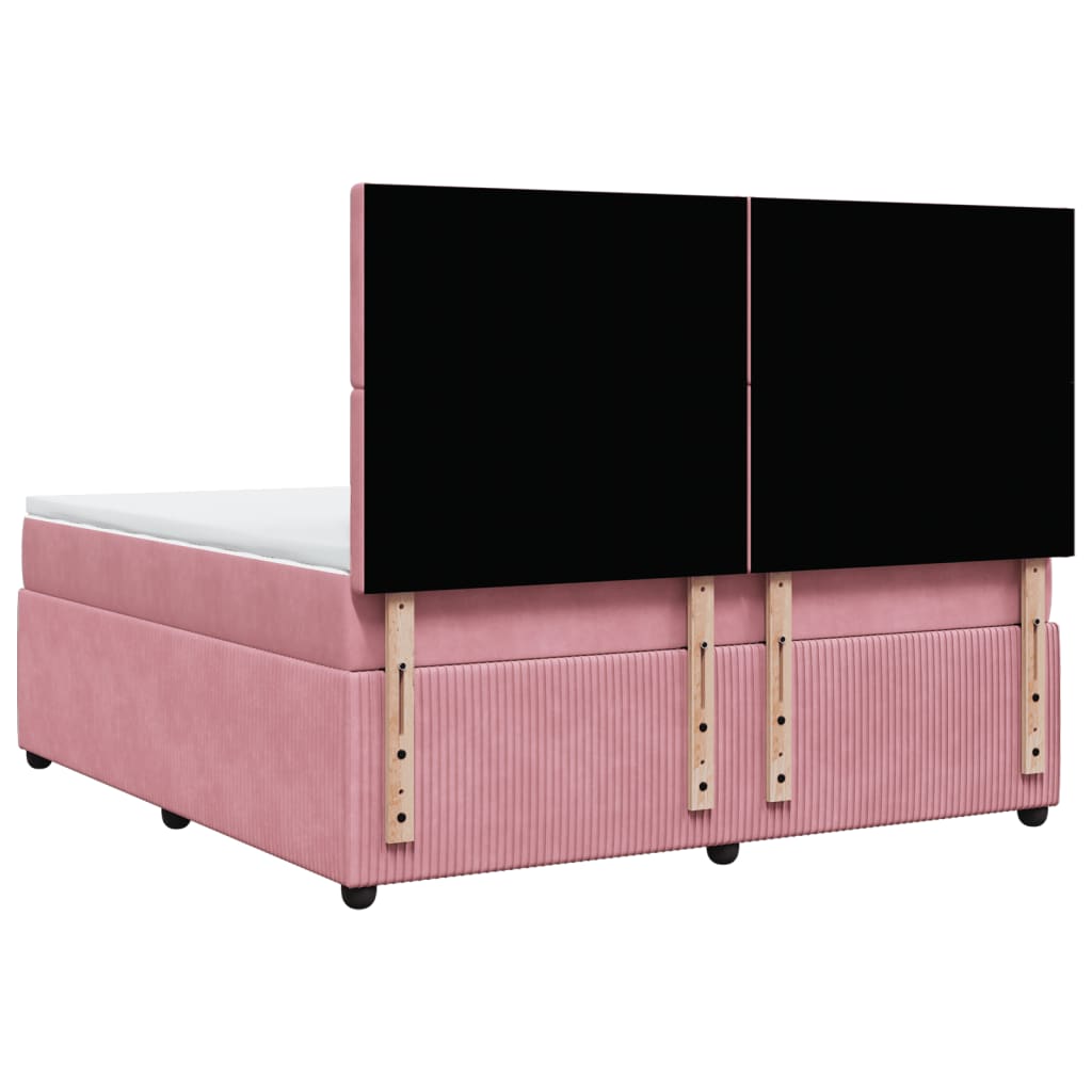 Boxspring met matras fluweel roze 180x200 cm