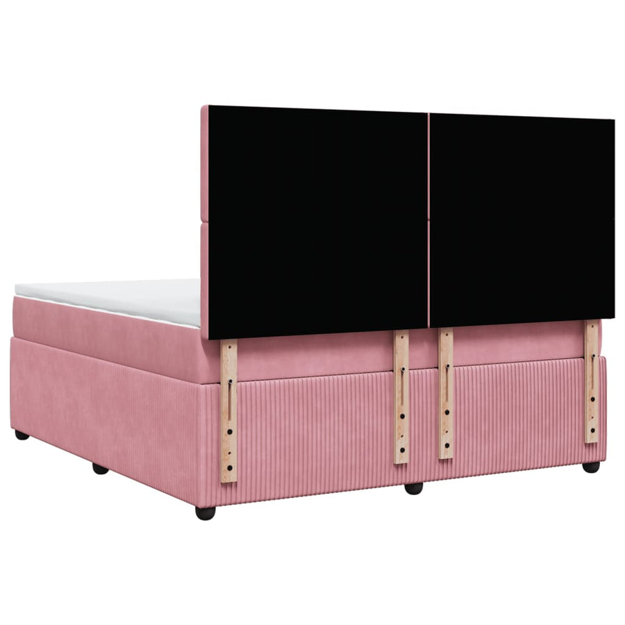 Boxspring met matras fluweel roze 180x200 cm