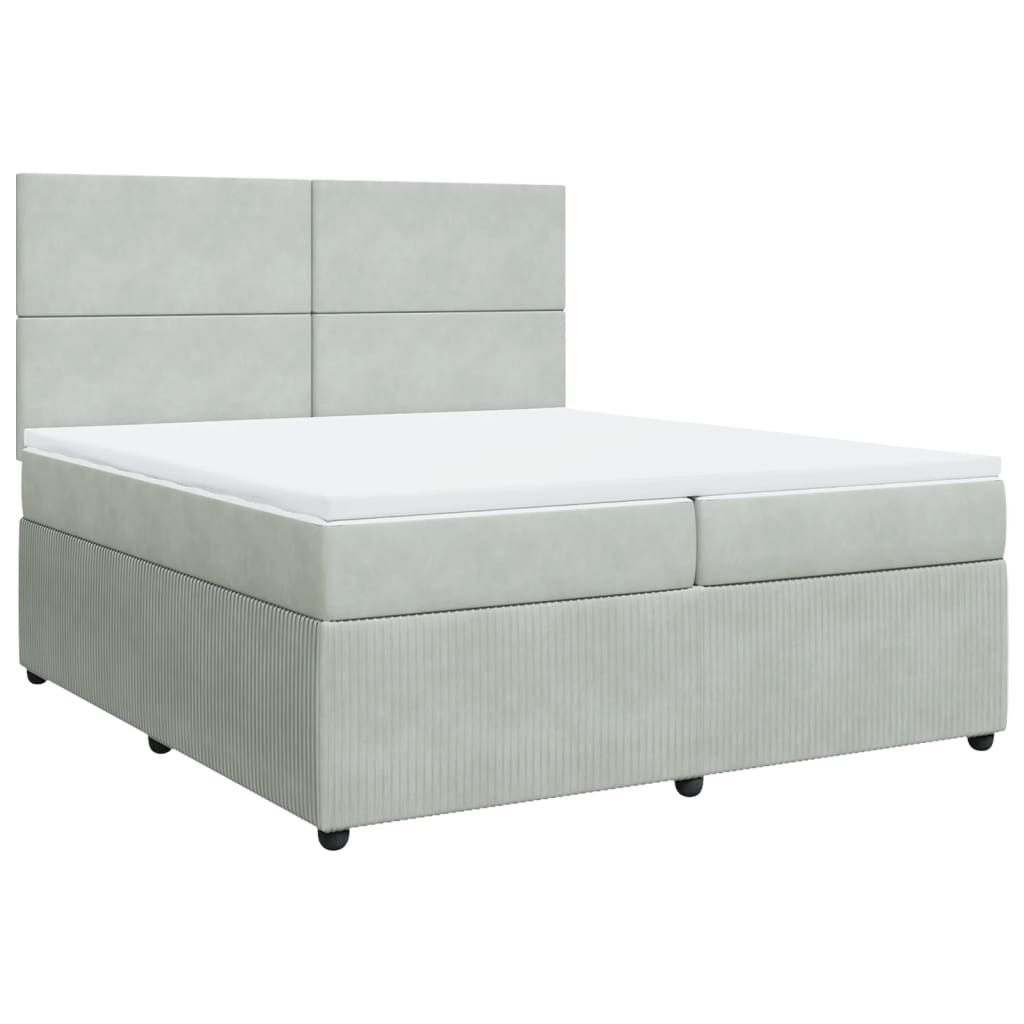 Boxspring met matras fluweel lichtgrijs 200x200 cm