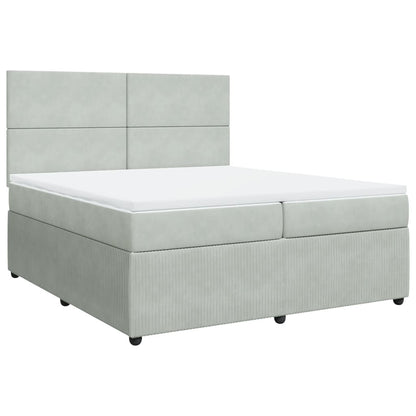 Boxspring met matras fluweel lichtgrijs 200x200 cm