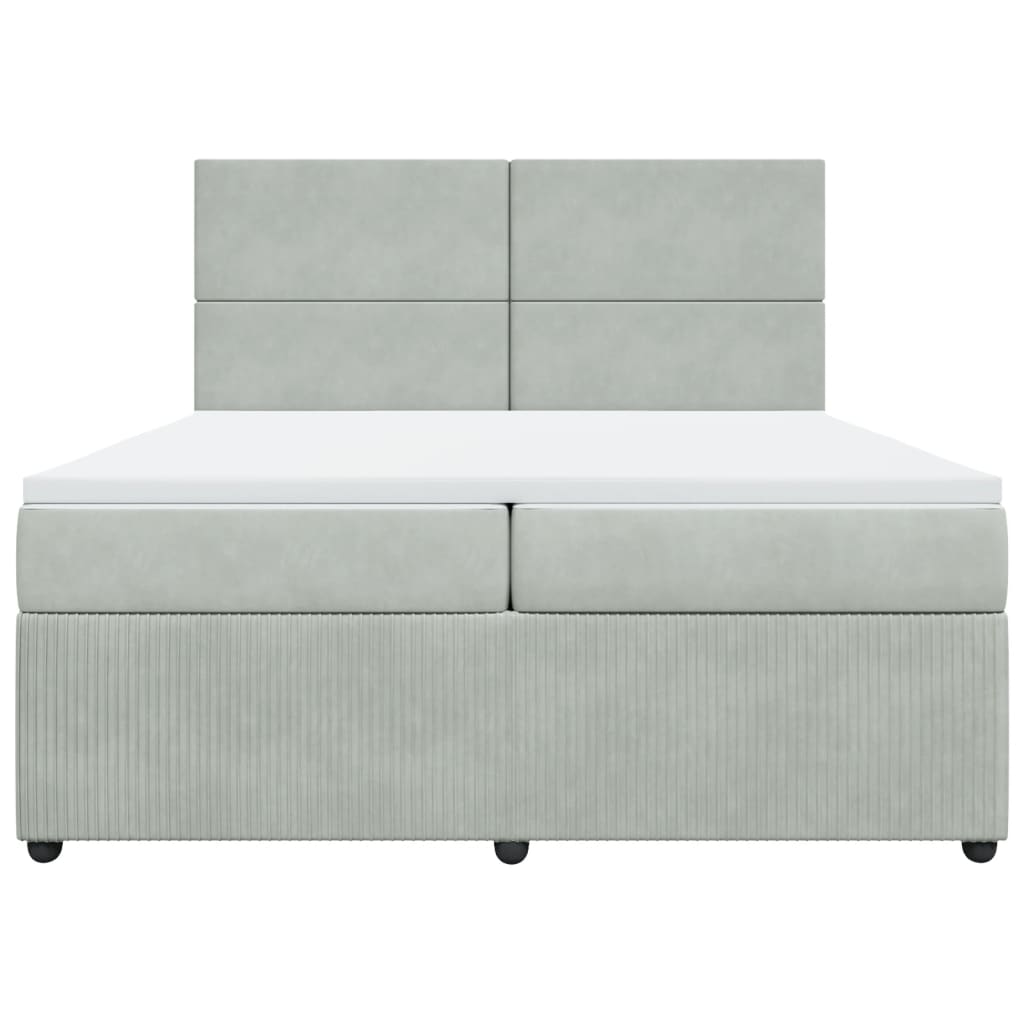 Boxspring met matras fluweel lichtgrijs 200x200 cm