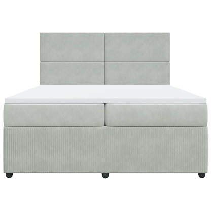 Boxspring met matras fluweel lichtgrijs 200x200 cm