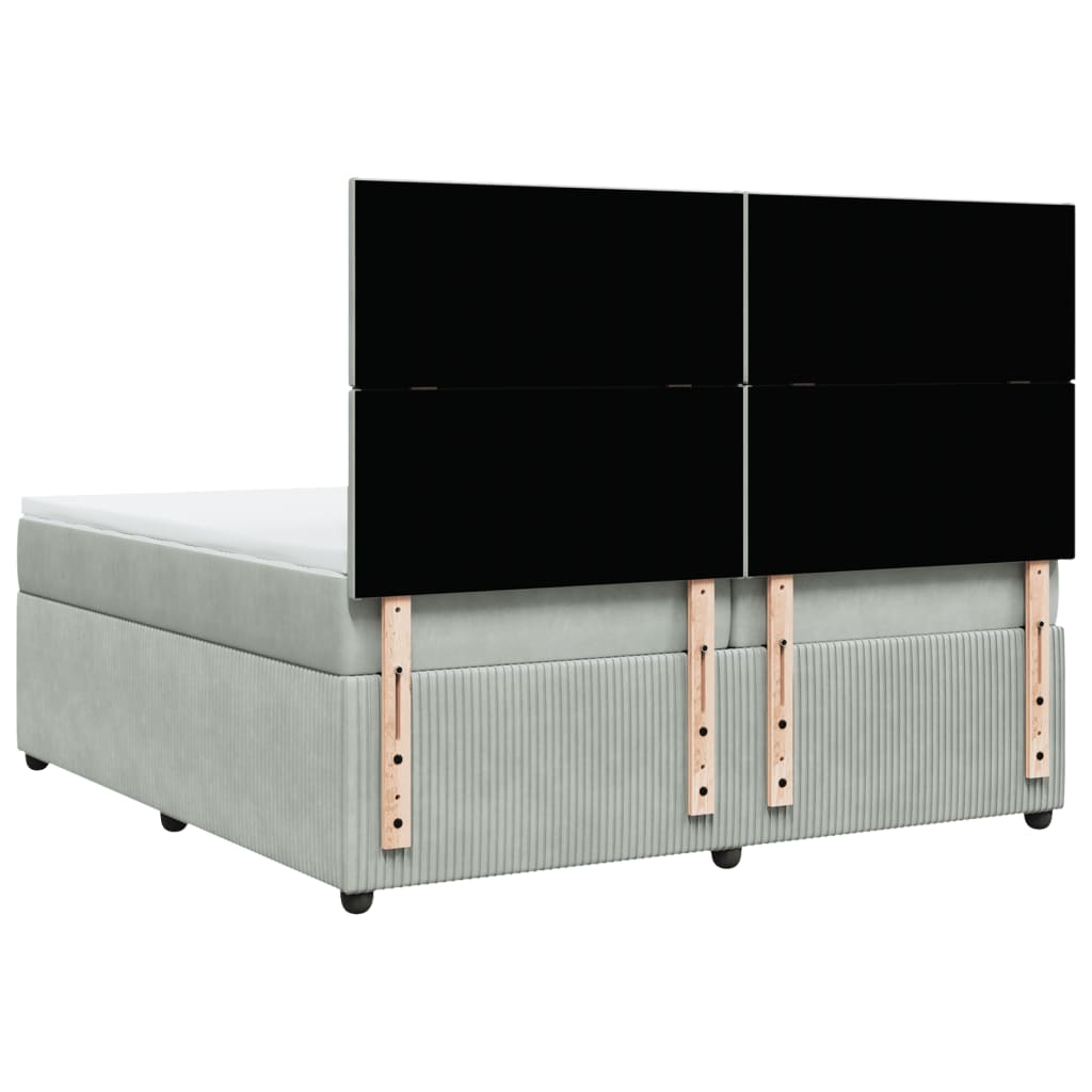 Boxspring met matras fluweel lichtgrijs 200x200 cm