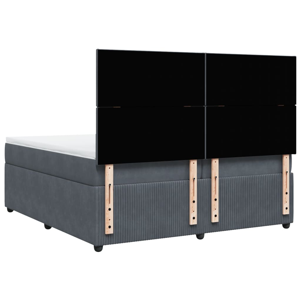 Boxspring met matras fluweel donkergrijs 200x200 cm