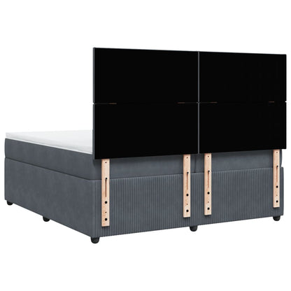 Boxspring met matras fluweel donkergrijs 200x200 cm