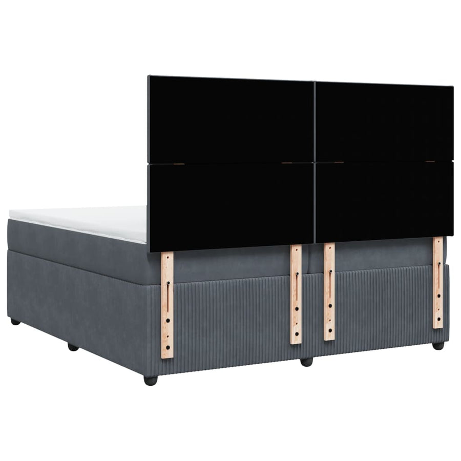 Boxspring met matras fluweel donkergrijs 200x200 cm