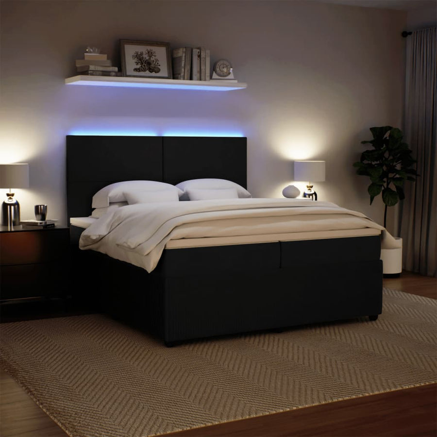 Boxspring met matras fluweel zwart 200x200 cm