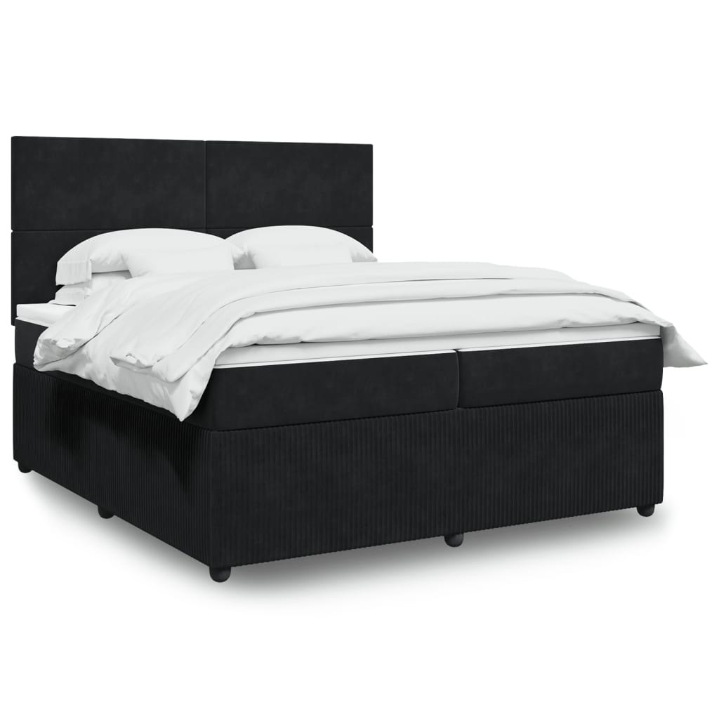 Boxspring met matras fluweel zwart 200x200 cm