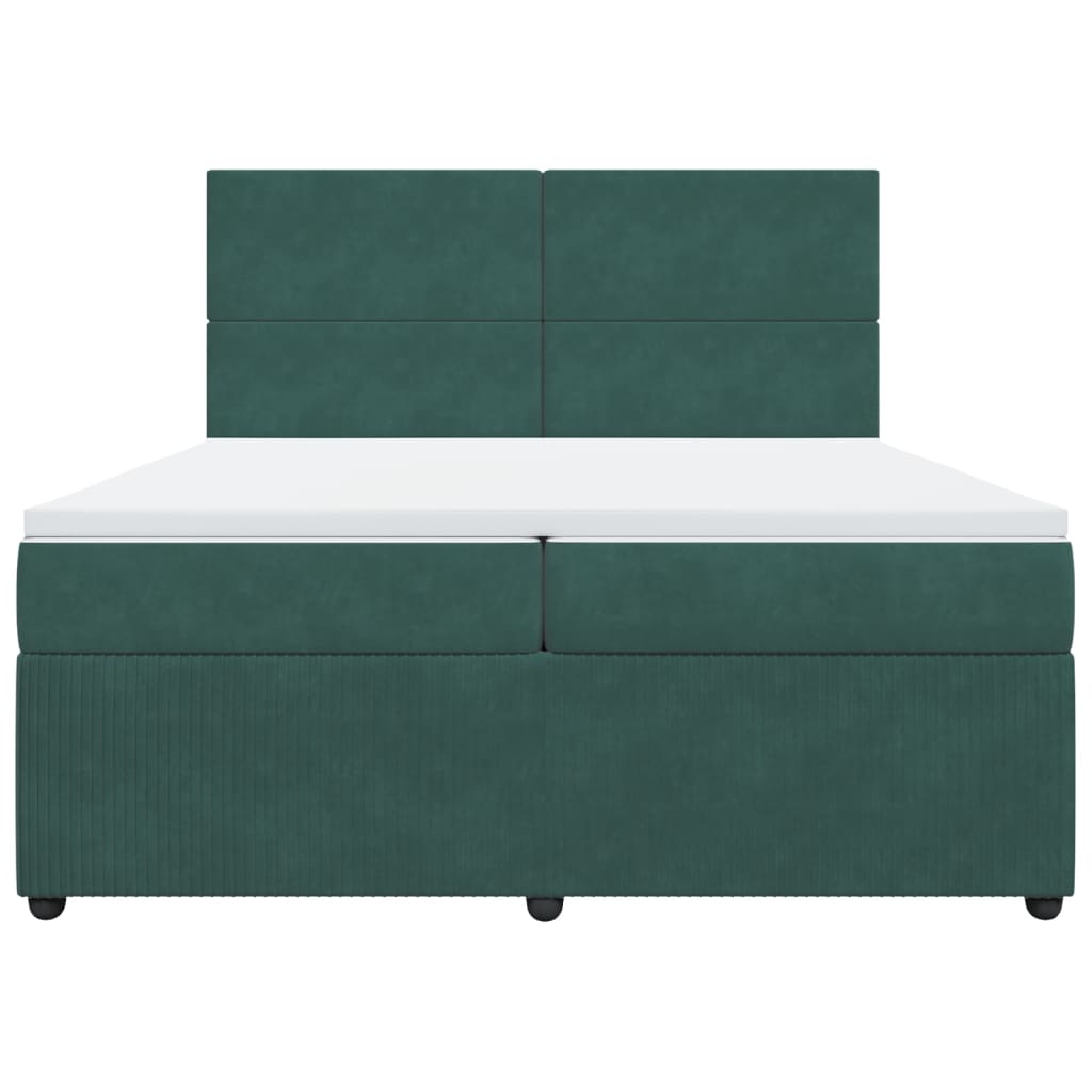 Boxspring met matras fluweel donkergroen 200x200 cm