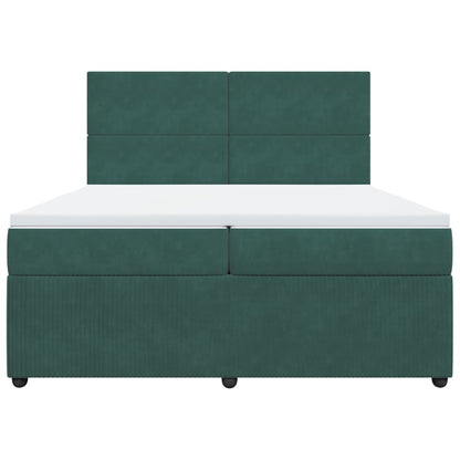 Boxspring met matras fluweel donkergroen 200x200 cm