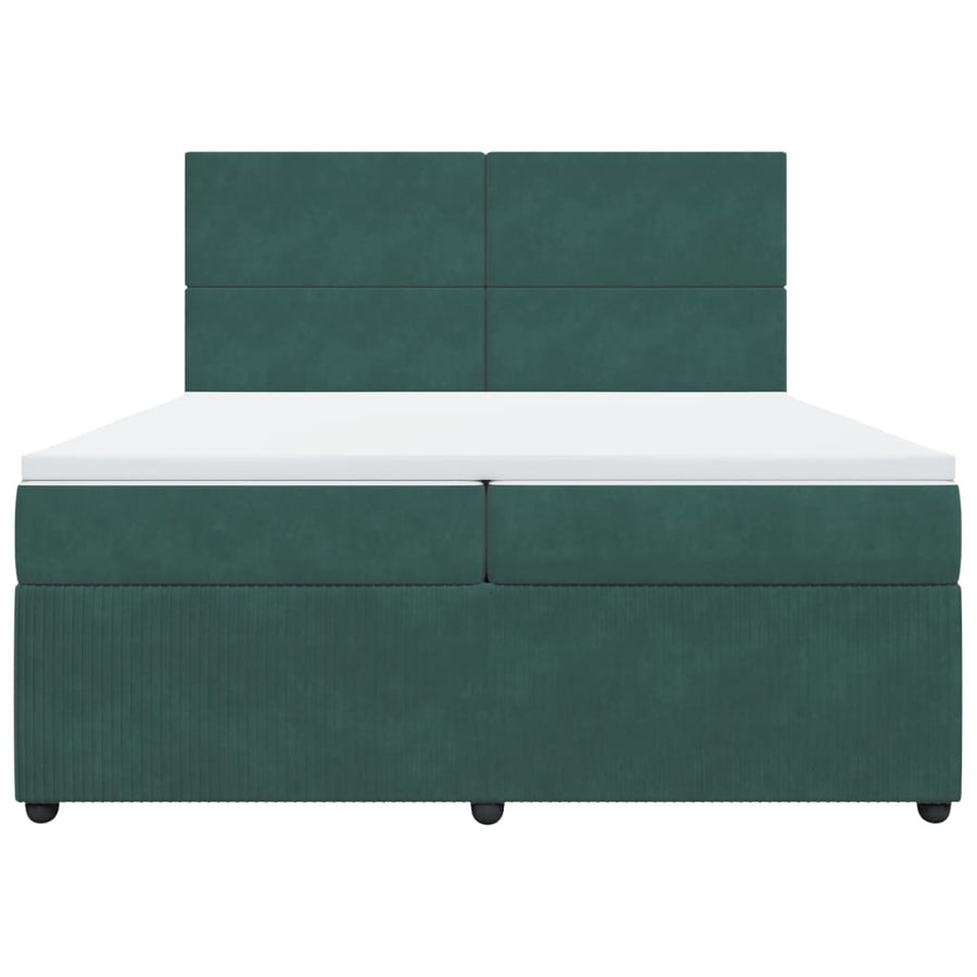 Boxspring met matras fluweel donkergroen 200x200 cm