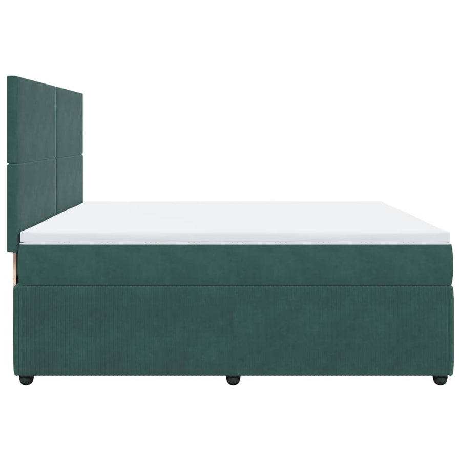 Boxspring met matras fluweel donkergroen 200x200 cm
