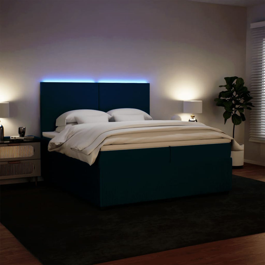 Boxspring met matras fluweel blauw 200x200 cm