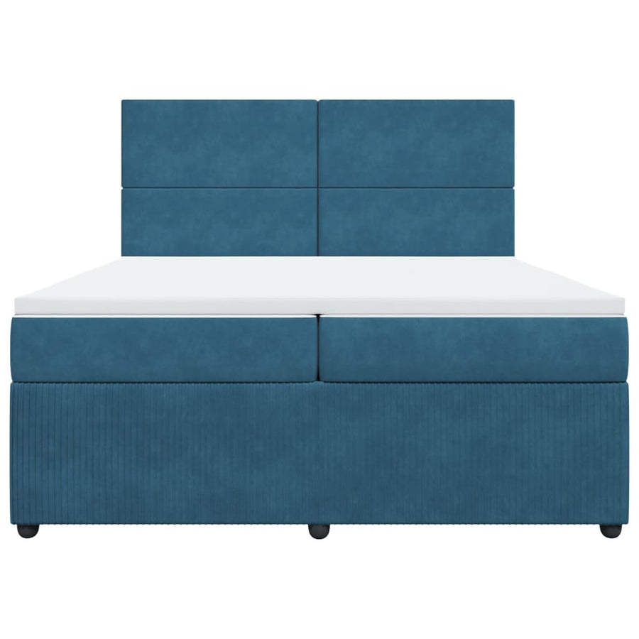 Boxspring met matras fluweel blauw 200x200 cm