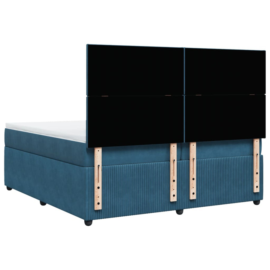 Boxspring met matras fluweel blauw 200x200 cm