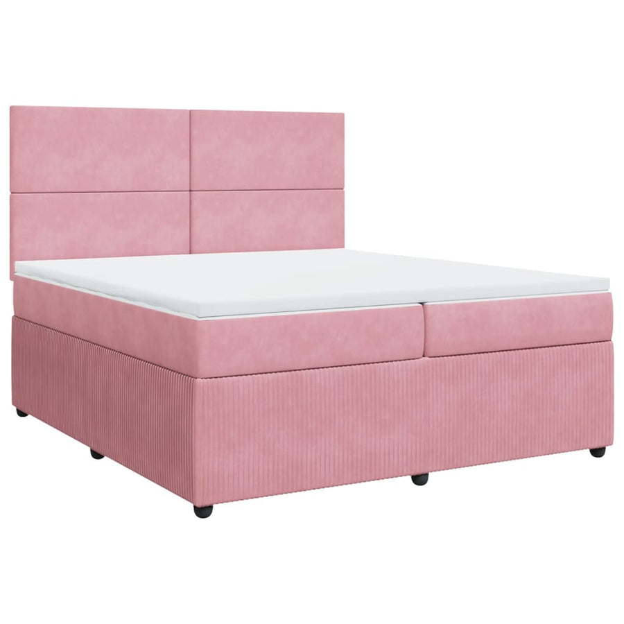 Boxspring met matras fluweel roze 200x200 cm