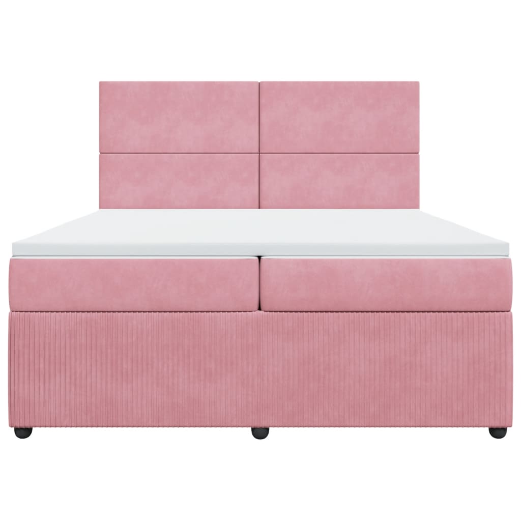 Boxspring met matras fluweel roze 200x200 cm