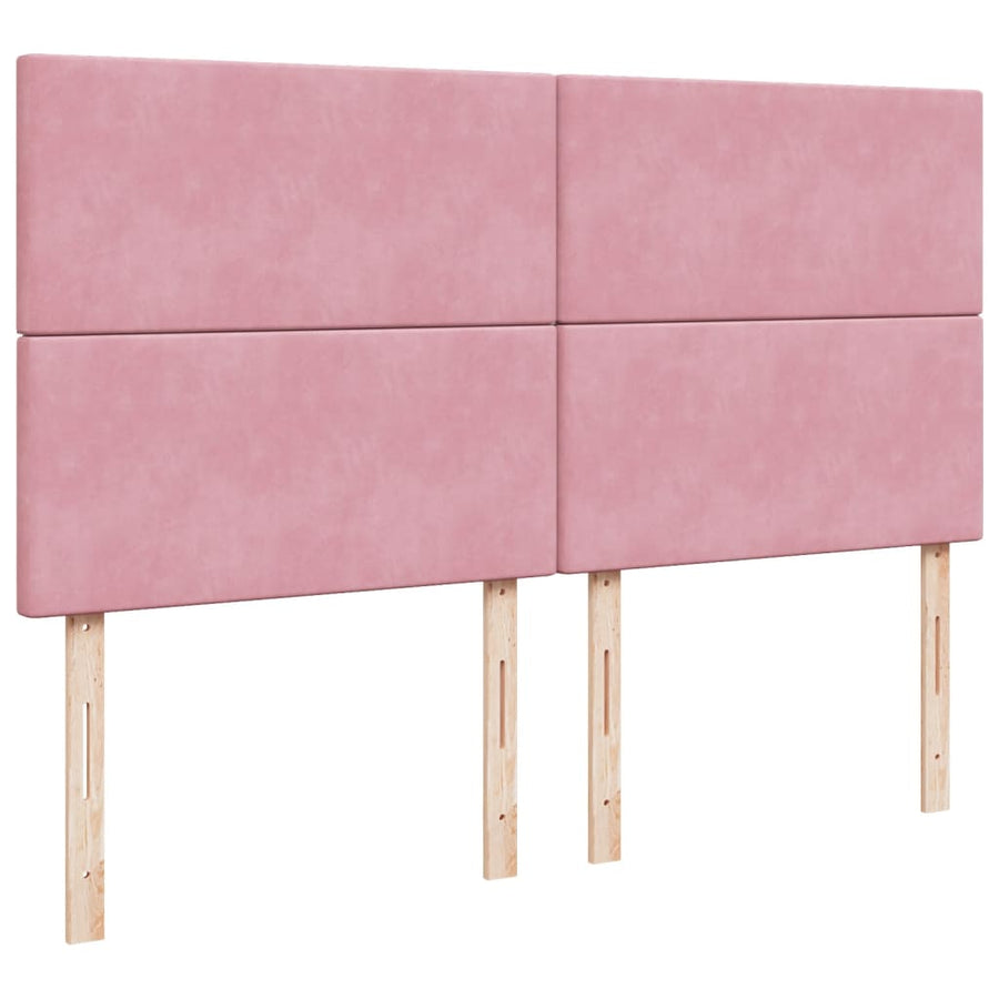 Boxspring met matras fluweel roze 200x200 cm