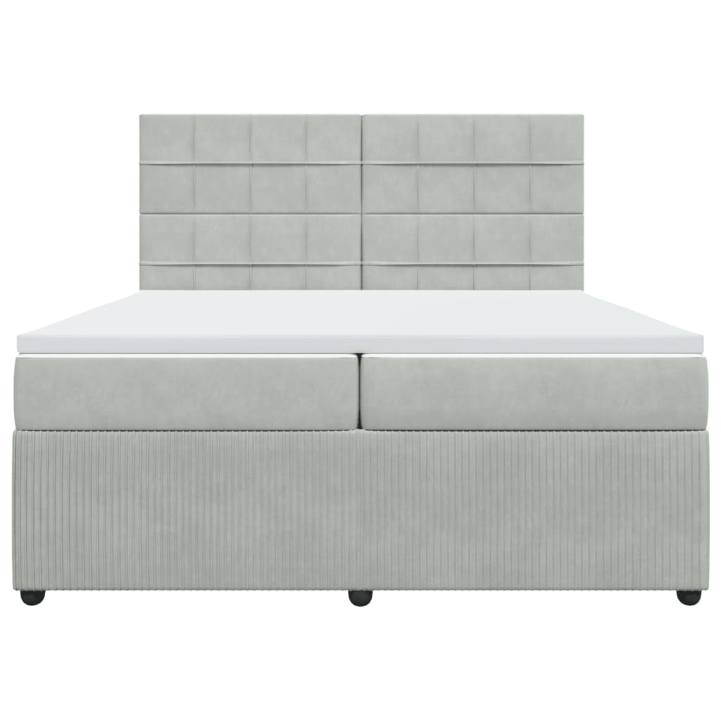 Boxspring met matras fluweel lichtgrijs 200x200 cm