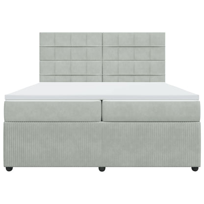 Boxspring met matras fluweel lichtgrijs 200x200 cm
