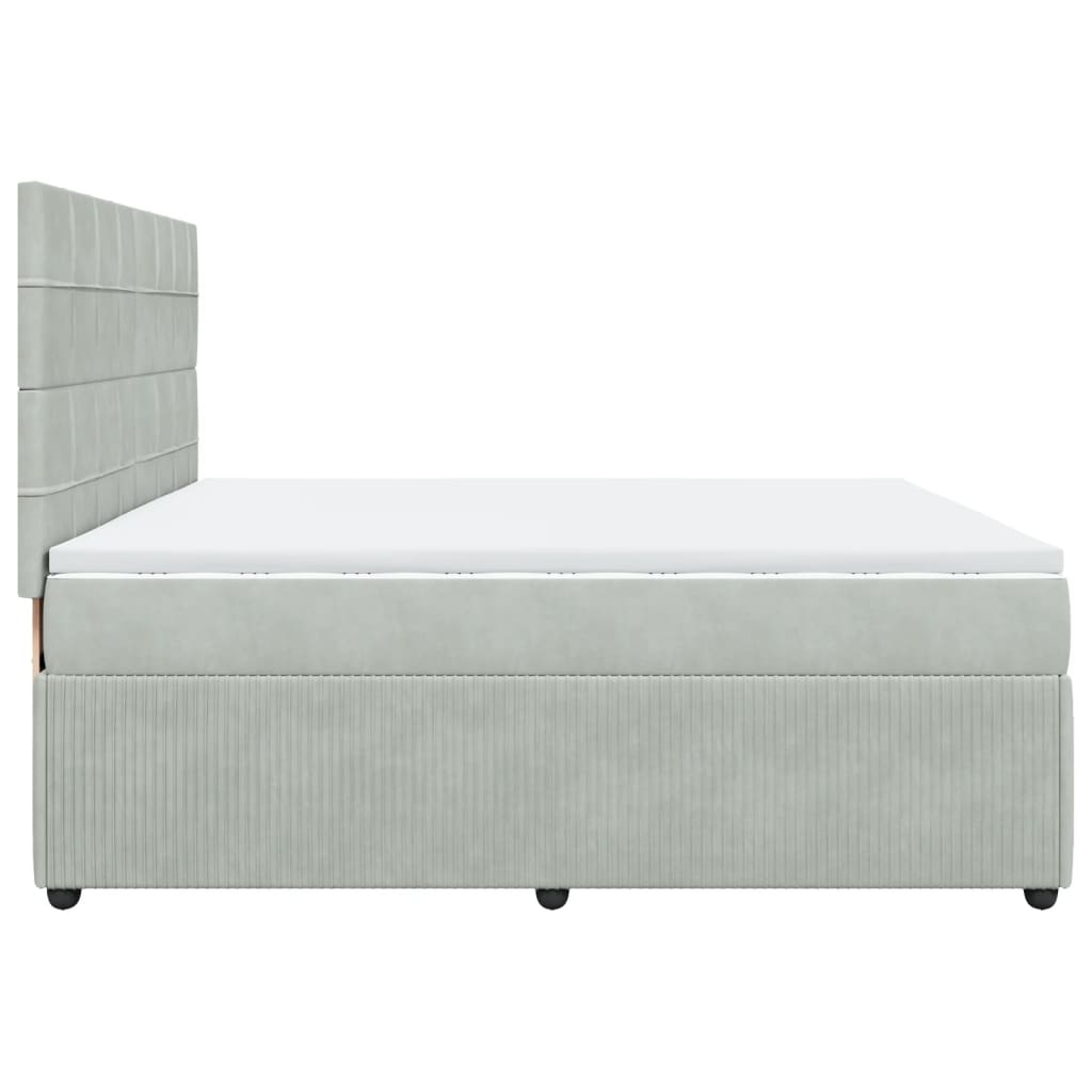 Boxspring met matras fluweel lichtgrijs 200x200 cm
