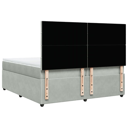 Boxspring met matras fluweel lichtgrijs 200x200 cm