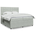 Boxspring 200x200 cm fluweel lichtgrijs met matras
