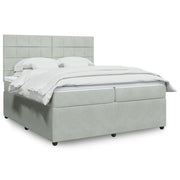 Boxspring 200x200 cm fluweel lichtgrijs met matras