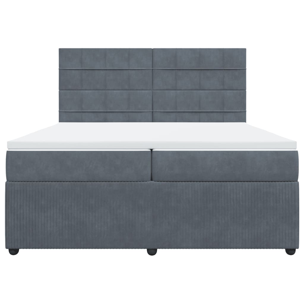 Boxspring met matras fluweel donkergrijs 200x200 cm
