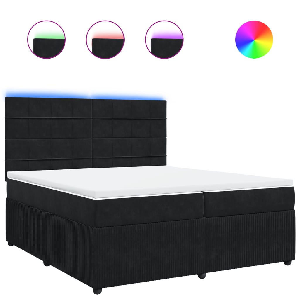 Boxspring met matras fluweel zwart 200x200 cm