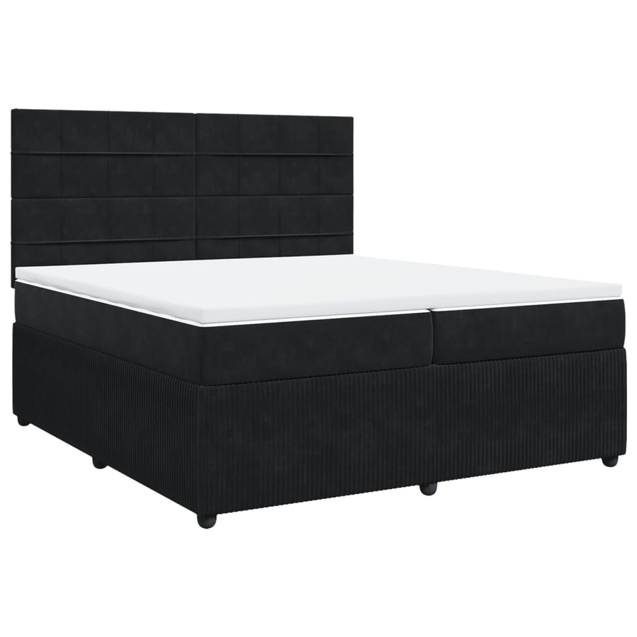 Boxspring met matras fluweel zwart 200x200 cm