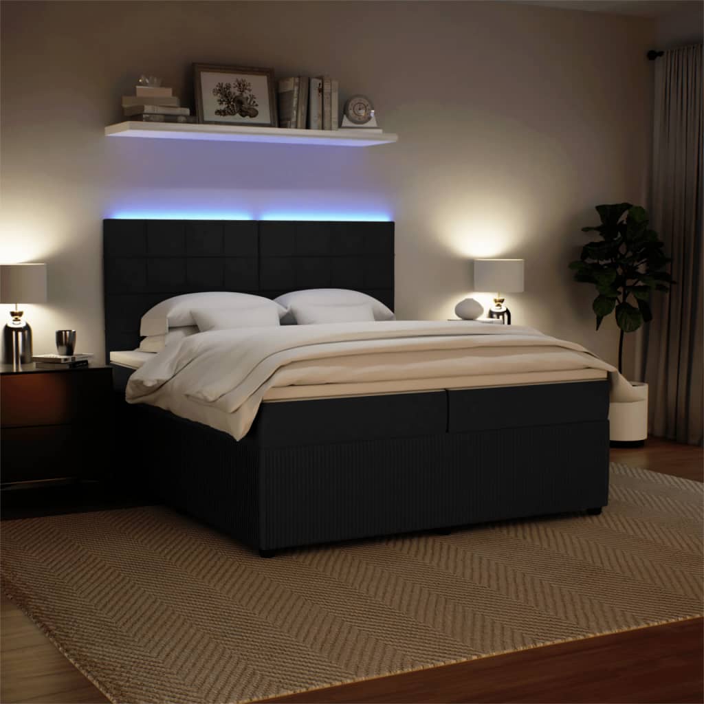Boxspring met matras fluweel zwart 200x200 cm