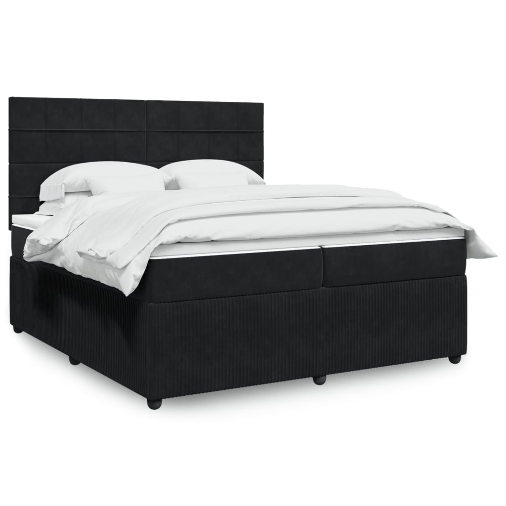Boxspring met matras fluweel zwart 200x200 cm