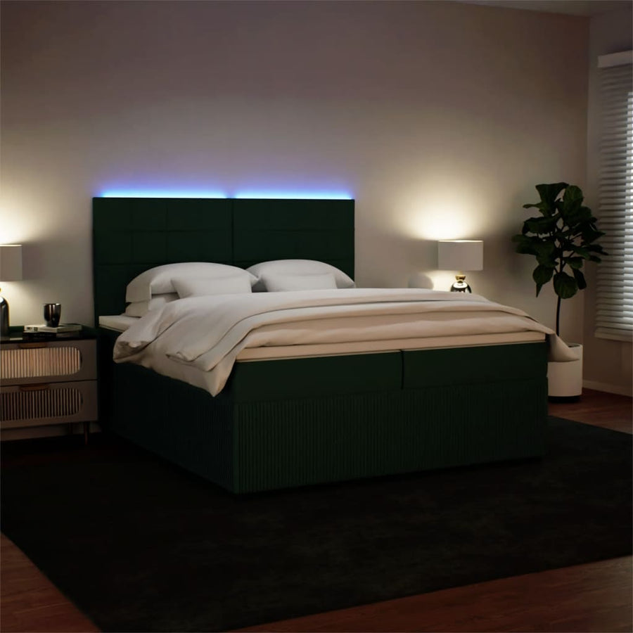 Boxspring met matras fluweel donkergroen 200x200 cm