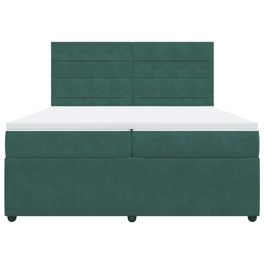 Boxspring met matras fluweel donkergroen 200x200 cm