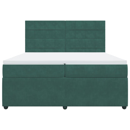 Boxspring met matras fluweel donkergroen 200x200 cm
