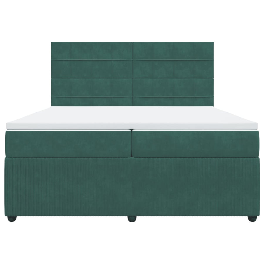 Boxspring met matras fluweel donkergroen 200x200 cm