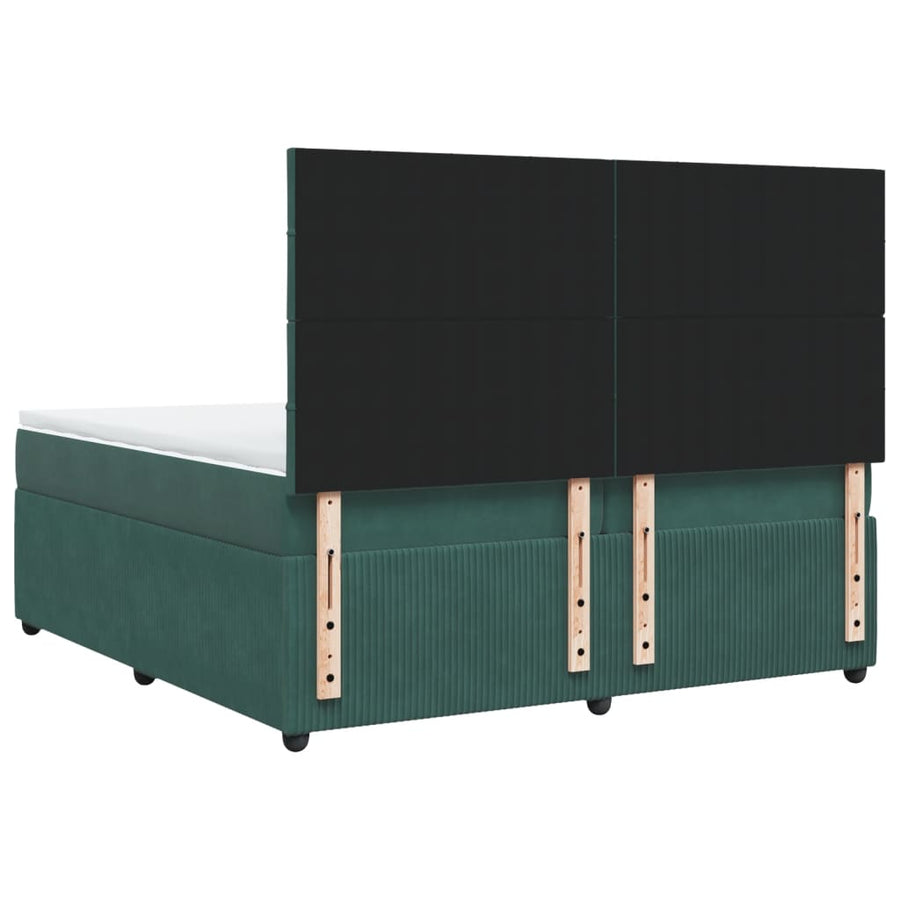 Boxspring met matras fluweel donkergroen 200x200 cm