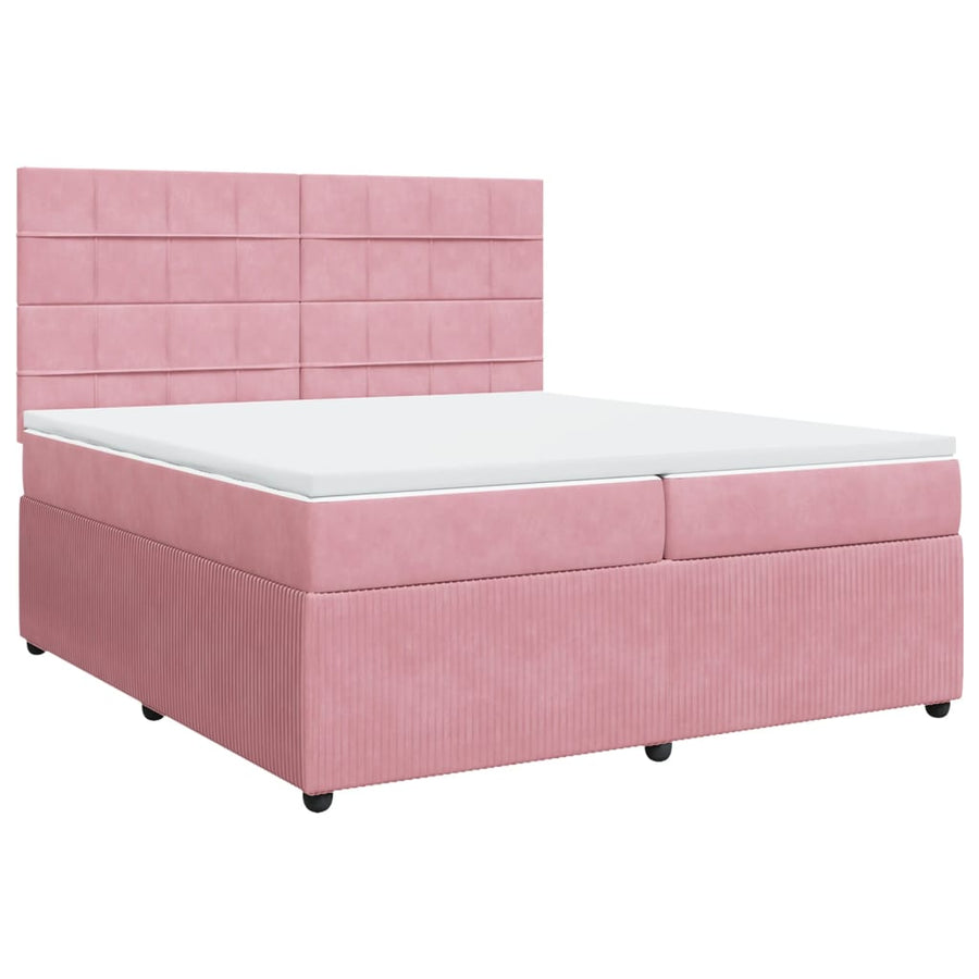 Boxspring met matras fluweel roze 200x200 cm