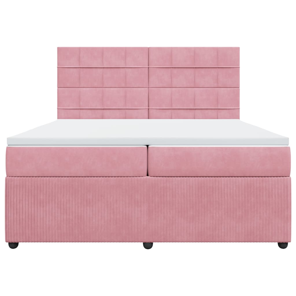 Boxspring met matras fluweel roze 200x200 cm