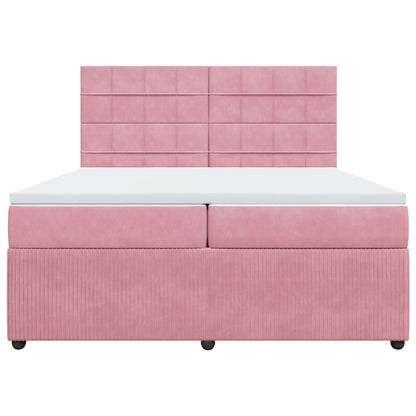 Boxspring met matras fluweel roze 200x200 cm