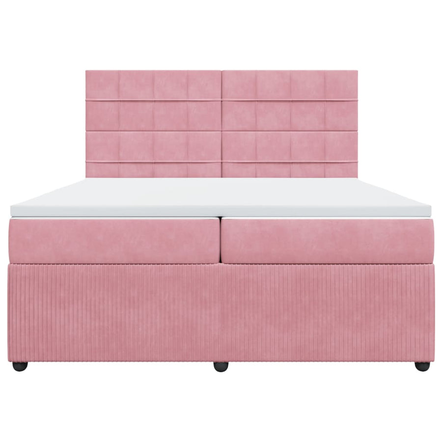 Boxspring met matras fluweel roze 200x200 cm