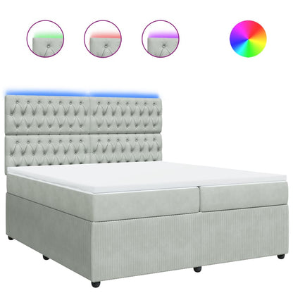 Boxspring met matras fluweel lichtgrijs 200x200 cm