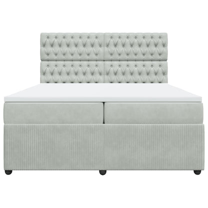 Boxspring met matras fluweel lichtgrijs 200x200 cm