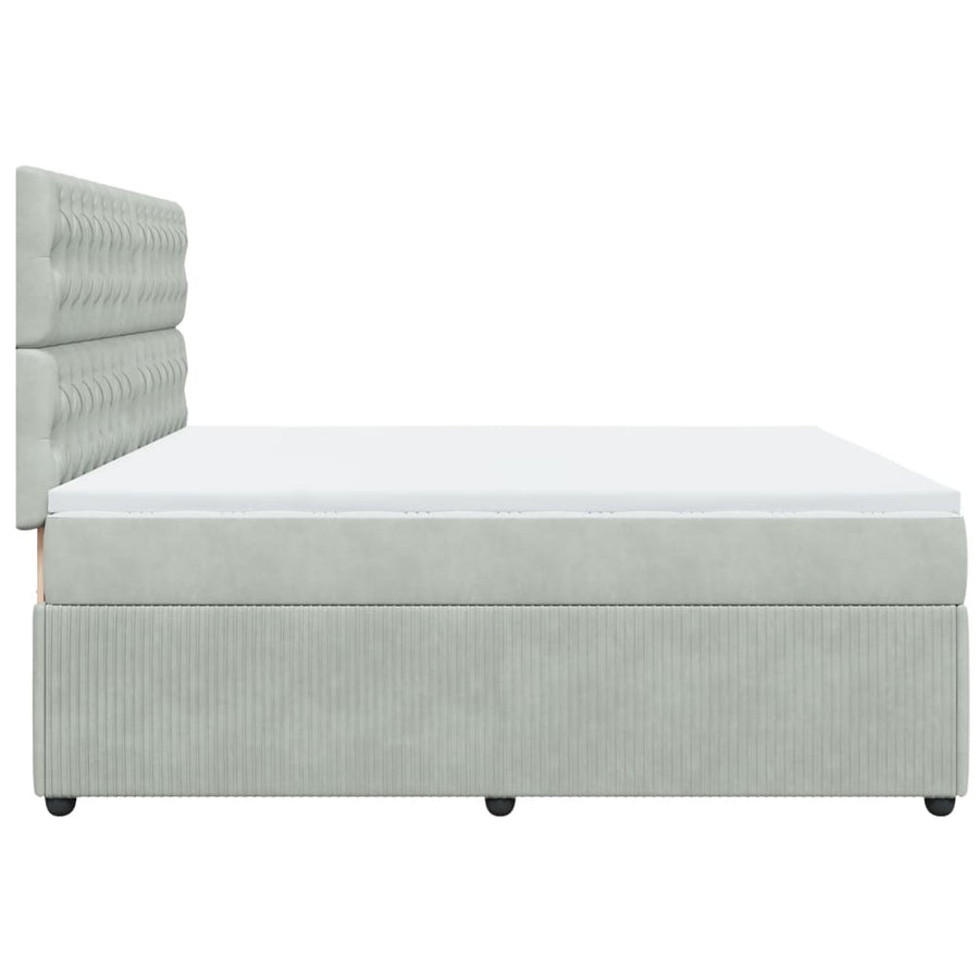 Boxspring met matras fluweel lichtgrijs 200x200 cm