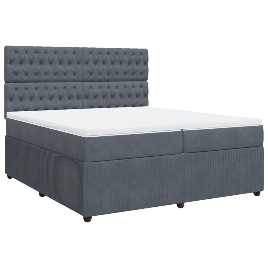 Boxspring met matras fluweel donkergrijs 200x200 cm