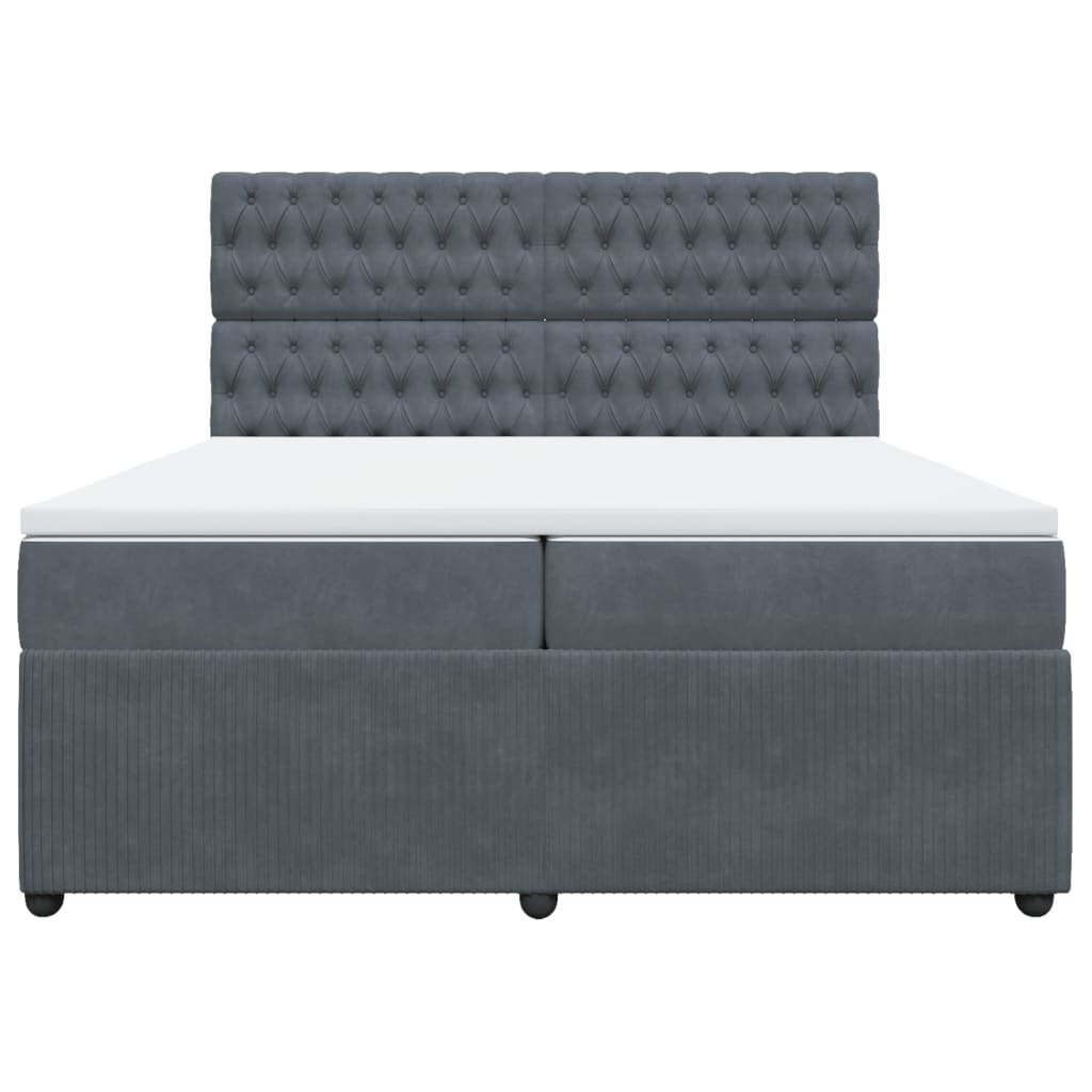 Boxspring met matras fluweel donkergrijs 200x200 cm