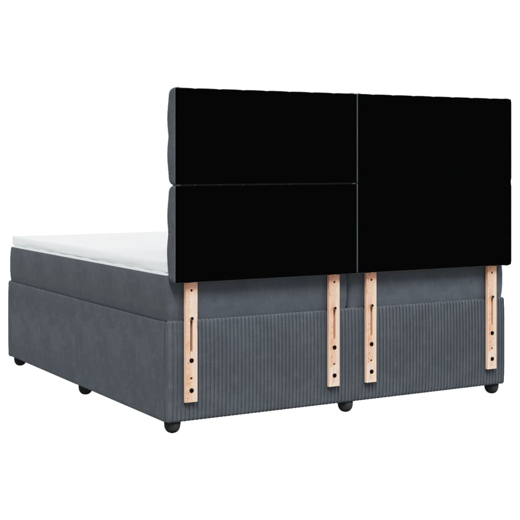 Boxspring met matras fluweel donkergrijs 200x200 cm