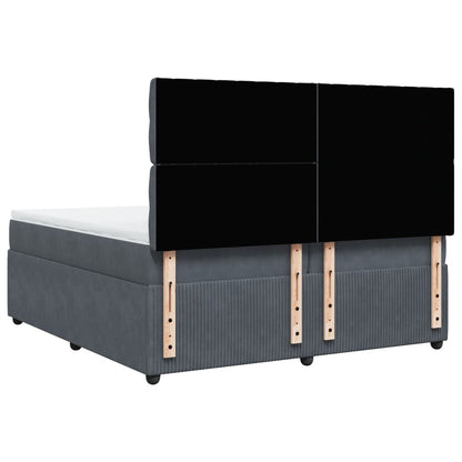Boxspring met matras fluweel donkergrijs 200x200 cm