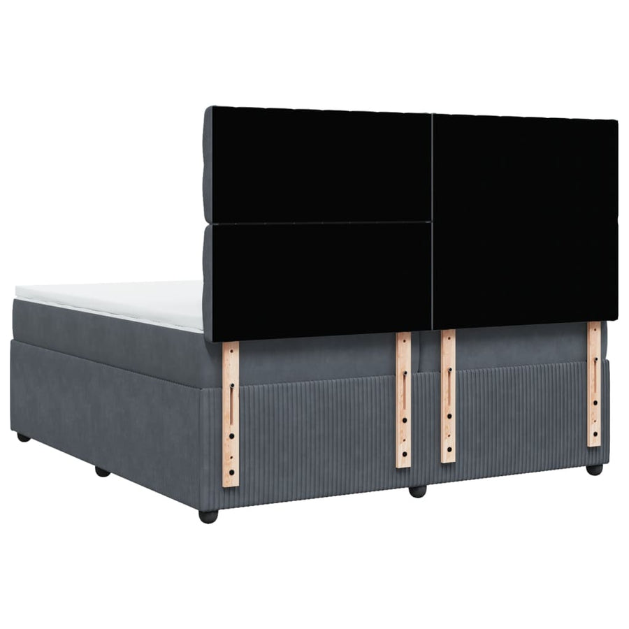 Boxspring met matras fluweel donkergrijs 200x200 cm